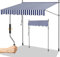 Randaco Klemmmarkise mit kurbel, 400x120cm Balkonmarkise ohne Bohren Höhenverstellbar, Einziehbar Manuell Faltarm UV-beständig Terrassenüberdachung, Einfache Montage Blau Weiß