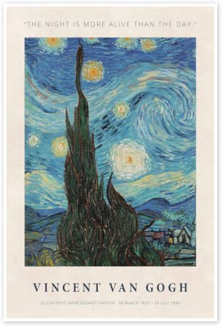 The Night is more Alive than the Day Poster von Vincent van Gogh 20 x 30 cm Blau Wandbilder Wanddeko