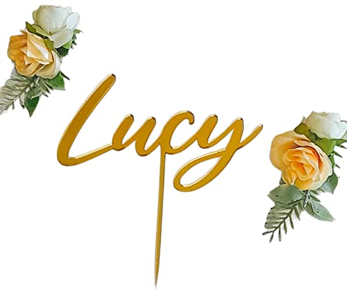 Classic Name Personalised Acrylic Cake Topper (MIRROR GOLD)