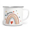 miKalino Emaille Tasse Mädchen - Trinkbecher Kinder personalisiert - Emaille Becher mit Regenbogen-Motiv - Kindertasse mit Namen - Kindertasse bedruckt - Emaille Becher Weiß