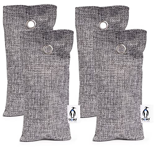 biped FRESH! Schuhkissen mit Bambus Aktivkohle gegen Fußgeruch - Natürlicher Schuhtrockner - Geruchsentferner für unangenehm riechende Schuhe und Sporttaschen z2811(4 Stück,grau)