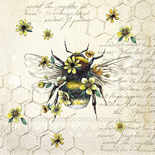 IHR Ideal Home Range - Papierservietten BEE QUEEN cream 20 St. Cocktail-Servietten 25 cm x 25 cm
