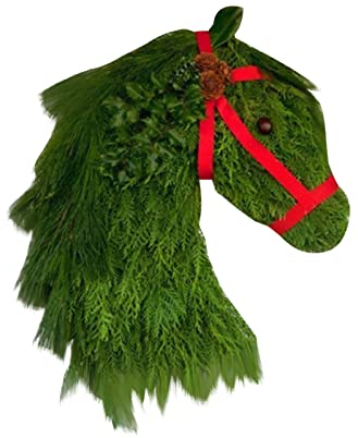 Rpporm Winterkranz - Doppelter Pferdekopf Weihnachtskranz Weihnachtsdekoration, Weihnachtskranz, Weihnachtsdekoration, Gartendekoration Schreibtischunterlage Kinder (Multicolor, One Size)