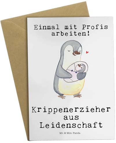Mr. & Mrs. Panda Grußkarte Krippenerzieher Leidenschaft - Geschenk, Einladungskarte, Ausbildung, Klappkarte, Danke, Zur Geburt, Kindertagesstätte,