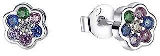 s.Oliver 2034173 Mädchen Ohrstecker Blume Silber Bunt