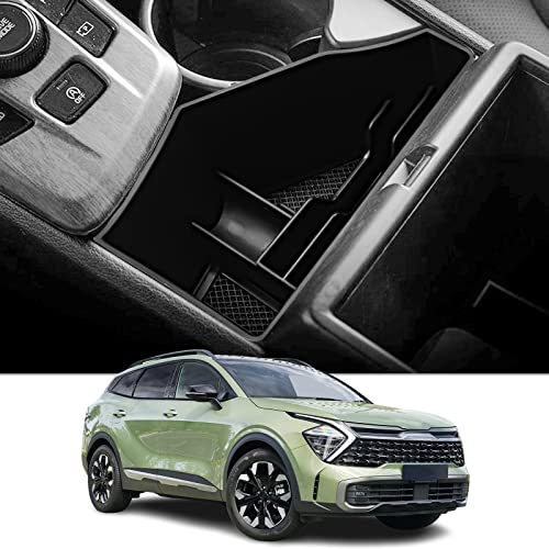 CDEFG Kompatibel mit Kia Sportage NQ5 2022 2023 2024 2025 Mittelkonsole Organizer Aufbewahrungsbox Handschuhfach Aufbewahrung Auto Center Console Tray Sportage 2024 Zubehör (Schwarz)