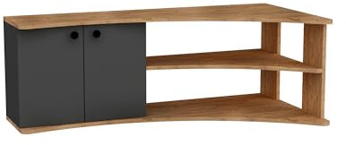 Dion Corner TV Stand Entertainment Center Media Console TV Lowboard with Storage Cabinets and Shelves for TVs up to 60, H 48.6 cm | W 135 cm | D 67.7 cm, (Atlantic Pine & Anthracite)