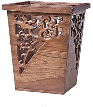 HASMI Poubelle Salle de Bain Corbeille en Bois Peut rétro Chinois déchets de Papier Panier de Bureaux Chambre de Bureau Maison Salle de séjour Poubelle Poubelle rectangulaire (Color : B)