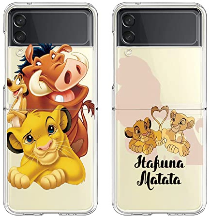 [2 Stück] Handyhülle für Samsung Galaxy Z Flip 3 5G Hülle 6,3,Weich TPU Silikon Transparent Case Karikatur Niedlich Lion Motiv Muster Stoßfest Schutzhülle Kompatibel mit Samsung Z Flip 3,02