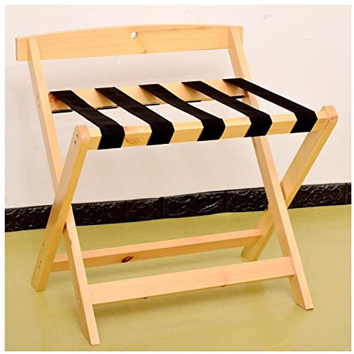 Porte-Bagages d'hôtel, Porte-Valise Pliable, Porte-Valise en Bois Massif avec Protection Murale, adapté à la Maison/Chambre/hôtel Burlywood