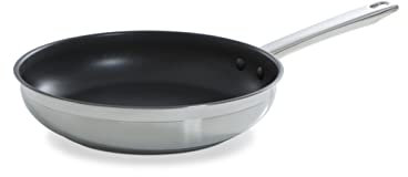 BK Cookware Allround Satinierte Edelstahl Bratpfanne 28cm mit keramischer Antihaftbeschichtung, induktionsgeeignet, elegantes Hochglanzdesign, PFAS-frei, spülmaschinenfest