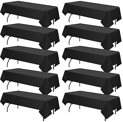 FXKS 10 Stück Schwarze Rechteckig Kunststoff Tischdecken, Premium 137 x 274 cm Einweg-Tischdecken, wasserdichte Einweg Tischdecken für Restaurants Picknicks Party Veranstaltungen Hochzeiten Bankette