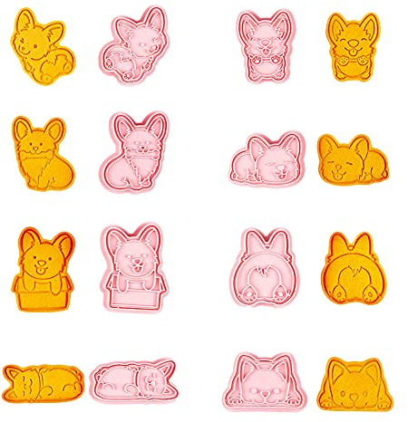 Lot De 8 Emporte-pièces Pour Chien Corgi, Tampons à Biscuits En Forme De Pain D'épice En Relief 3D, Adaptés Pour La Décoration De Glaçage, Mini Moules à Tarte, Emporte-pièce Pour Tarte Aux Pommes
