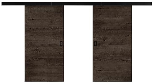 KIER FURNITURE Türen Werdi DUO 192 Moderne Schiebetüren - Wandschiebetür - Universal Links und Rechts - Metallschiebesystem - Robust, Haltbar - Stabil, Langlebig - Esche Dunkel B192xH205xT1,6 cm