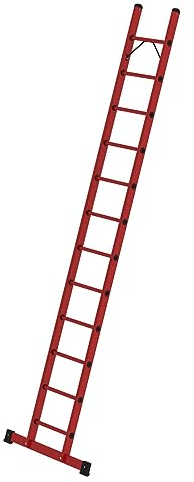 PROREGAL Sprossen-Anlegeleiter GFK mit Traverse | 12 Sprossen | Leiter, Teleskopleiter, Trittleiter, Bockleiter, Sprossen-Doppelleiter