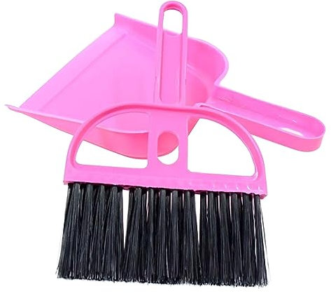 Petit ensemble pelle à poussière et brosse, fouet et pelle, mini outil de nettoyage à main et pelle à poussière pour voitures, bureau, clavier, plan de travail et robinet de salle de bain (rouge,