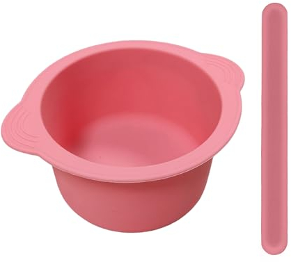 Bol de cire en Silicone pour l'épilation, Pot de cire antiadhésif avec bâtons de spatule à cire, doublure chauffante réutilisable pour faire fondre la cire pour chauffe-cire Rose