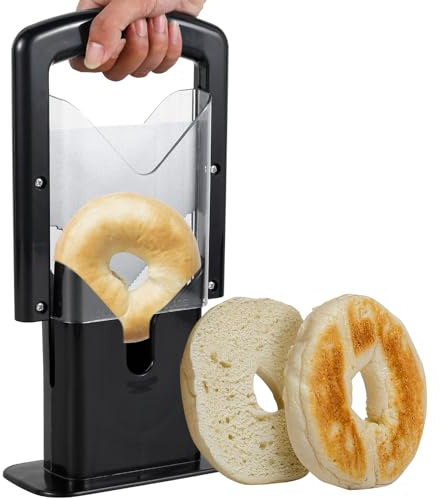 Gatphy Bagel Slicer, Stainless Steel Bagel Cutter Non-Stick Blade Bread Toast Slicer Multipurpose Heavy-Duty Muffin Slicers for Bread Toast Muffin Fruit and Vegetable(Black)