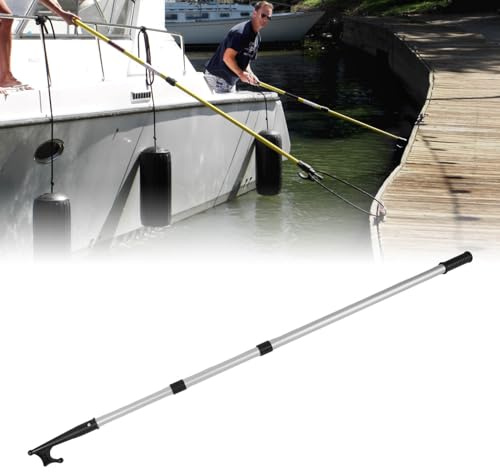Telescopic Boat Hooks, Adjustable Aluminum Extension Pole Anti Slip Ergonomic Grip Telescoping Boat Hook for Ship Yacht (3 Steps: 106.6‑233.6cm/42‑92in)