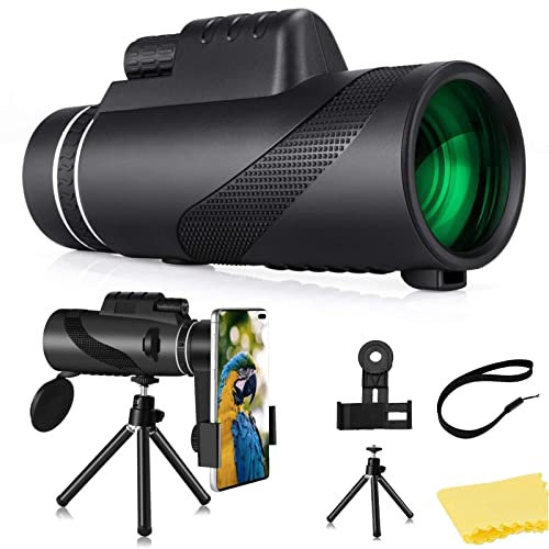 Télescope monoculaire 80 x 100 HD vision nocturne avec support pour smartphone, trépied, zoom haute puissance, monoculaire pour l'observation des oiseaux, la randonnée, l'observation des étoiles, les
