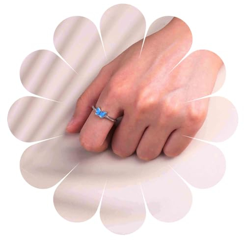 Inilbran Boho Harz Blau Schmetterling Ringe Vintage Emaille Schmetterling Fingerringe Blau Schmetterling Halb Offen Ringe Punk Schmetterling Einstellbar Stapeln Ringe Schmuck Für Frauen Und Mädchen