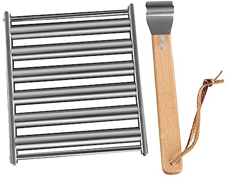 ABOOFAN Edelstahl Wurst Grill Roller Mit Holzgriff Für Camping Und Garten Abnehmbarer Rollrost Für Draußen