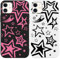 Yomjew 2 Pack Cute Pink Super Star Y2K Phone Case for iPhone 12 / iPhone 12 pro 6.1 inch, Aesthetic Pattern Design Funda Anti-Scratch Soft Slim Flexible Protective Shockproof TPU Cover for Women Girls