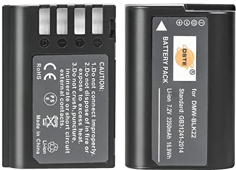 DSTE 2PCS DMW-BLK22 Batterie Compatible avec Panasonic Lumix S5 DC-S5K DC-S5GK