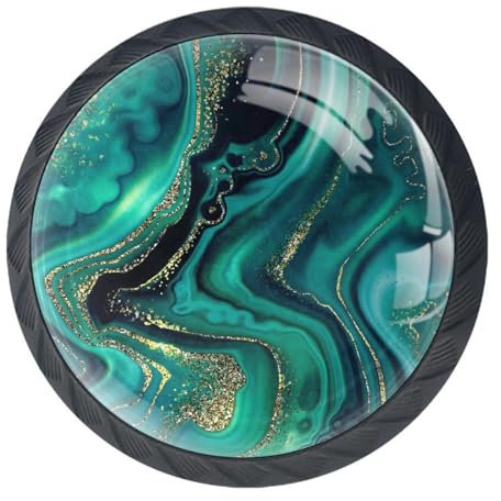 Luoweisi Schubladenknöpfe aus blauem Achat, Marmor, Schrankgriffe, Hardware, rund, Pilz-Türgriff für Schrank, Kleiderschrank, Schublade, Schlafzimmer, Badezimmermöbel, 4 Stück