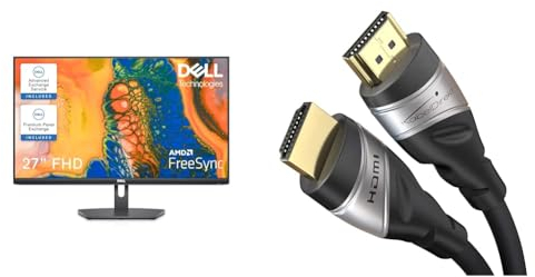 Dell S2721NX 27 Inch Full HD (1920x1080) Monitor, 75Hz, IPS, 4ms & 8K HDMI 2.1 cable – 2m – Ultra High Speed HDMI, certified & designed in Germany