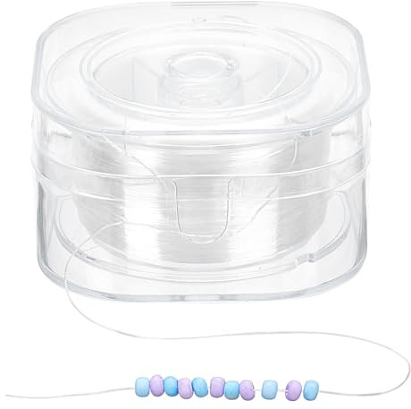 PH PandaHall Corda Elastica Da 0.2 mm per Braccialetti, Corda Elastica per Gioielli con Filo Piatto per Perline Da 200 m per La Creazione di Gioielli, Bianco