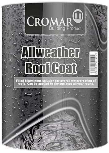 CROMAR AllWeather Roof Coat | Roofing Compound – Solvent-Based, Cold-Applied Bituminous Roof Coating | All Weather Bitumen Paint | Waterproof, Winter-Resistant | 25L