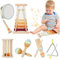 Joellfuner Instrument de Musique Bebe, Jouets Musicaux en Bois avec Xylophone, Triangle et Autre Instrument, 10 PCS Instruments Montessori, Bébé Batteries et Percussions Plus de 3+ Ans