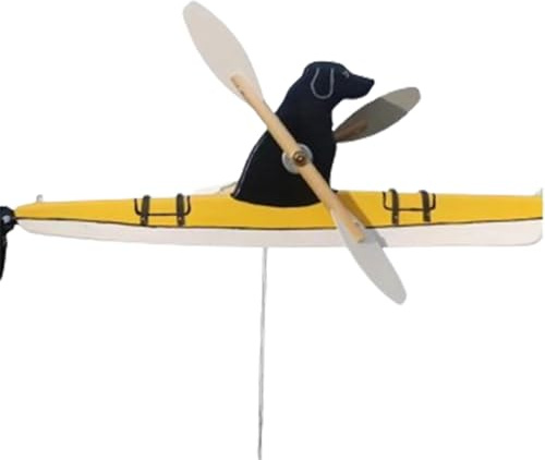 Labrador & Kajak Whirligig, Whirligig Hund, Gartendekoration, Windräder, Labrador Spinner Whirligig Hund Garten Dekor Windräder, Windmühlen, für Hof und Wind, Rasen, Landwirt Geschenke (schwarz)