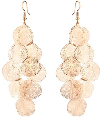 Dangle Earrings for Women, Filigree Leaf Bohemian Drop Earrings Lightweight Boho Gold Chandelier Dangle Earrings Trendy Dangling Jewelry Gift for Women