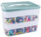 DAJAVE Toy Box Stackable Toys Organizer, 2 Layer Toy Storage Boxes with Lids Toys Storage Containers with Compartments Plastic Boxes for Building Brick, Crafts