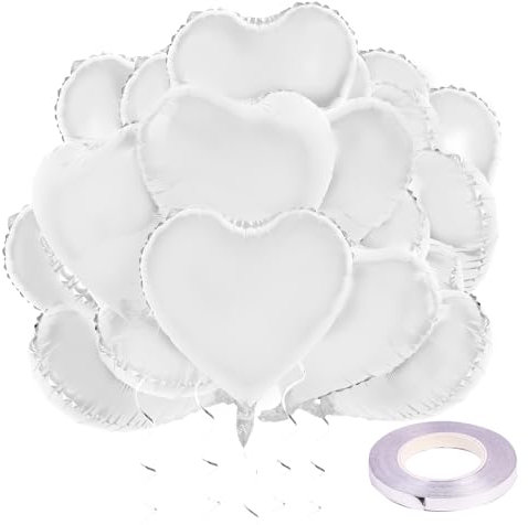 Herzluftballons 25 Stück Hochzeitsdeko Helium Luftballon Weiß Herzen Ballons Valentinstag Standesamt Verlobung Heiratsantrag Deko Folienballon Hochzeit Geburtstagsdeko 18 Zoll