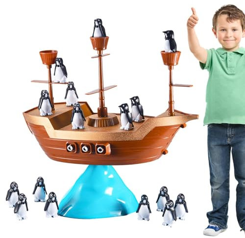Generisch Pinguin-Gleichgewicht,Piratenschiff-Balance-Spiel für Kinder - Piratenschiff-Spielzeug, Pinguin-Piratenboot-Balancing-Spiel für Familien-Brettspiele oder Desktop-Dekoration