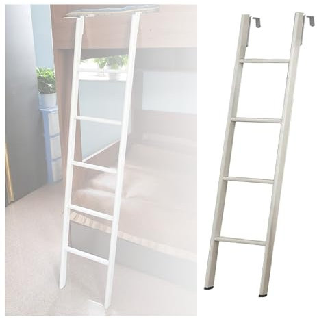 White Bunk Bed Ladder Loft Bed Ladder With Adjustable Hooks, Loft Bed Side Ladder For Bunk Trailers And Campervans, Load 150kg/330lbs