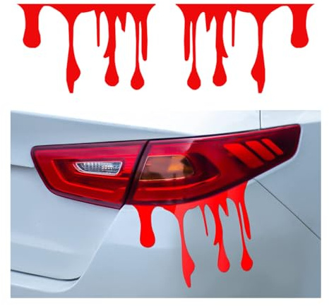 Mandark Auto-Aufkleber, 1 Paar fließendes Blut, Fahrzeug-Fenster-Stoßstangenaufkleber, lustig, wasserdicht, blutiger Horror, Halloween-Aufkleber, Dekoration, Zubehör, universell für SUV, Limousine,