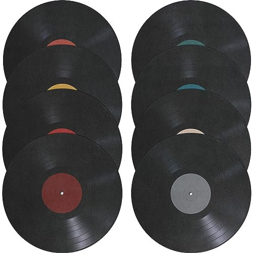 LIFKICH 8Er Satz Schallplatten Wanddekor Retro Musikdisc Aufkleber Schallplatten Ornament für Zuhause Party Dekoration PVC Material Langlebig Verblassend