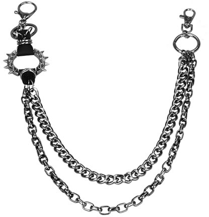 Hosenkette Herren,Hosen Kette,Wallet Chain,Doppelschicht Jeans Ketten,Punk Damen Hosenkette,Kette Hose,Hosenkette Edelstahl,Hip Hop Gothic Gürtel Rock Gothic Accessoires für Männer Frauen