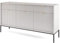 Easy4You Kommode N1 Grau Matt 154x83x40 cm (B x H x T) mit 3 Schubladen und 3 Türen Sideboard Ideal für Wohnzimmer, Schlafzimmer Moderne Elegante Schubladenschrank mit Schwarzer Metallfuß