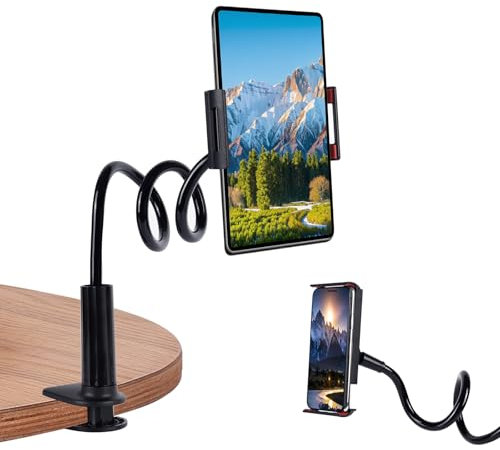 Kdyxvhy Lazy Bracket Gooseneck Tablet Holder for Bed, 360 Flexible Long Arm Adjustable Tablets Stand Clamp for Desk Phone Mount, Compatible with iPad 4 - 10 Tablet Gooseneck Holder Cell Phone Stand