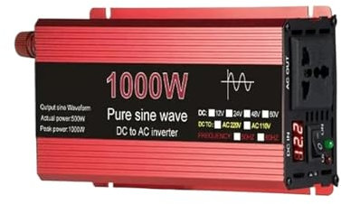 Transformateur Tension 1000W 1600W 3000W 2200W Onduleur À Onde Sinusoïdale DC 12V vers AC 110V/220V Convertisseur De Batterie Externe Portable Onduleur Solaire Onduleur Convertisseur(1000W)