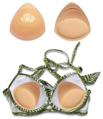 2 Pairs Silicone Triangle Self-Adhesive Bra Pads Inserts Removable Sticky Breast Enhancer Pads Waterproof Push Up Bra Pads for Bikini Swimsuits Dress (Skin Color)