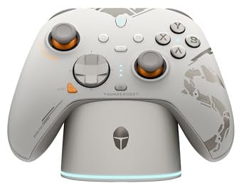 Thunderobot G80 PC Gaming Controller for NS/PC/iOS/Android, Adjustable Hall Joystick, Hall/Micro Triggers, Bluetooth Gaming Controller with Charging Dock, Optical Micro Switches, RGB Lighting (White)