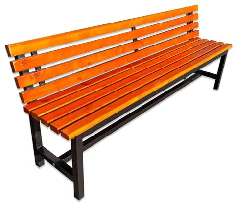 Gartenbank Sitzbank Outdoor Holz Sitzbank Outdoor, Bank mit Seitenelementen aus Stahl, Park und Balkon bis 350 kg Belastbar, Extra Stabil 2 Sitzer Holzbank(Orange,100cm/39in)