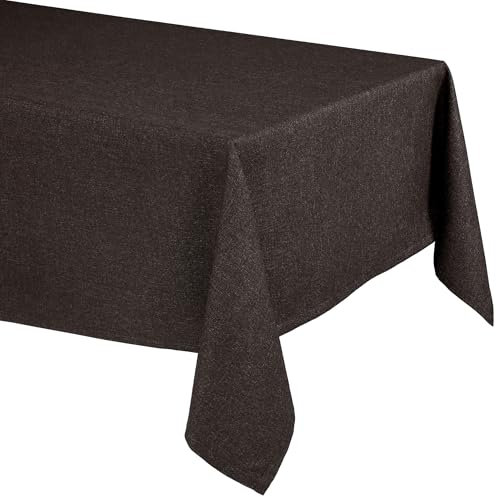 Elegante Tischdecke mit natürlicher Leinenoptik, Lina Tischdecke und Tischläufer, Größe und Farbe wählbar (Eckig 130x220 cm, Mokkabraun)