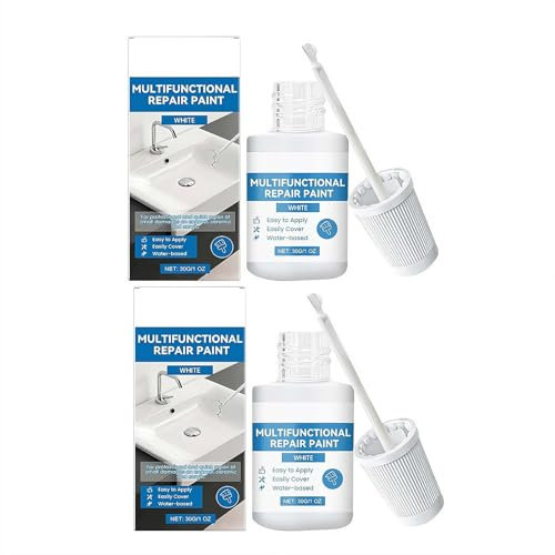 White Touch Up Paint, Enamel Touch Up Pen 30 ml, Easy and Quick Drying Gloss Finish, Multi-Surface Touch Up Paint Pen for Chips and Scratches, Suitable for Kitchen, Bathroom, Fridge, Shower, Sink